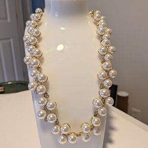 Faux Pearl and Rhinestone Goldtone Necklace